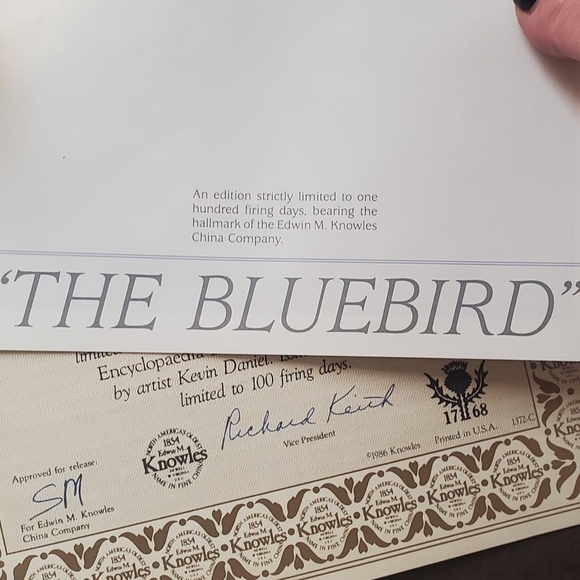 The Bluebird Deco Plate 1986 Vintage.knowles Bradford Exchange. - Picture 7 of 8